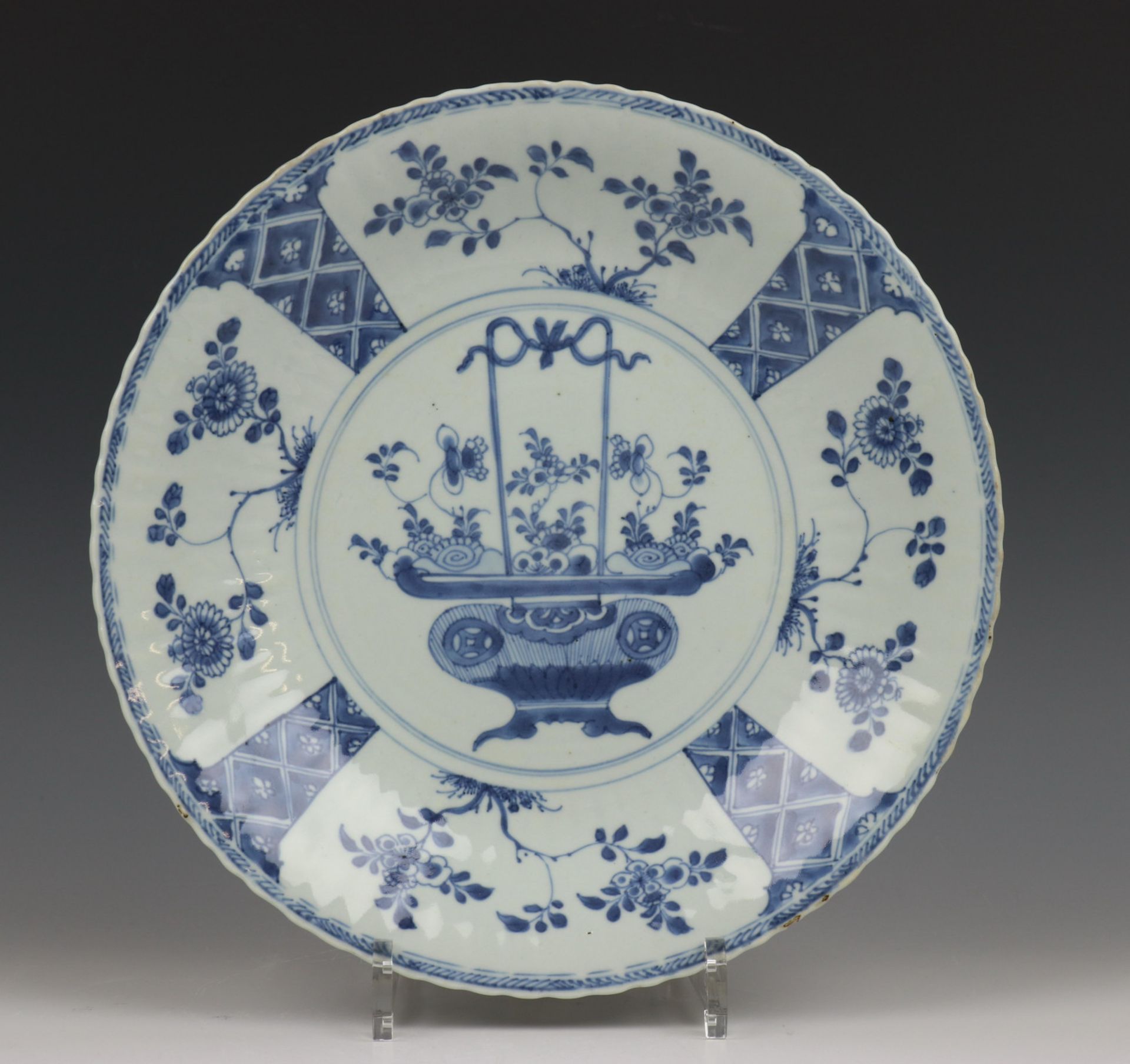 China, paar blauw-wit porseleinen borden, Kangxi, - Image 3 of 8