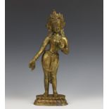 Nepal, verguld bronzen godin,20e eeuw, printblok voor vlaggetjes, ca 1900 en Mongolie, tekstvellen m