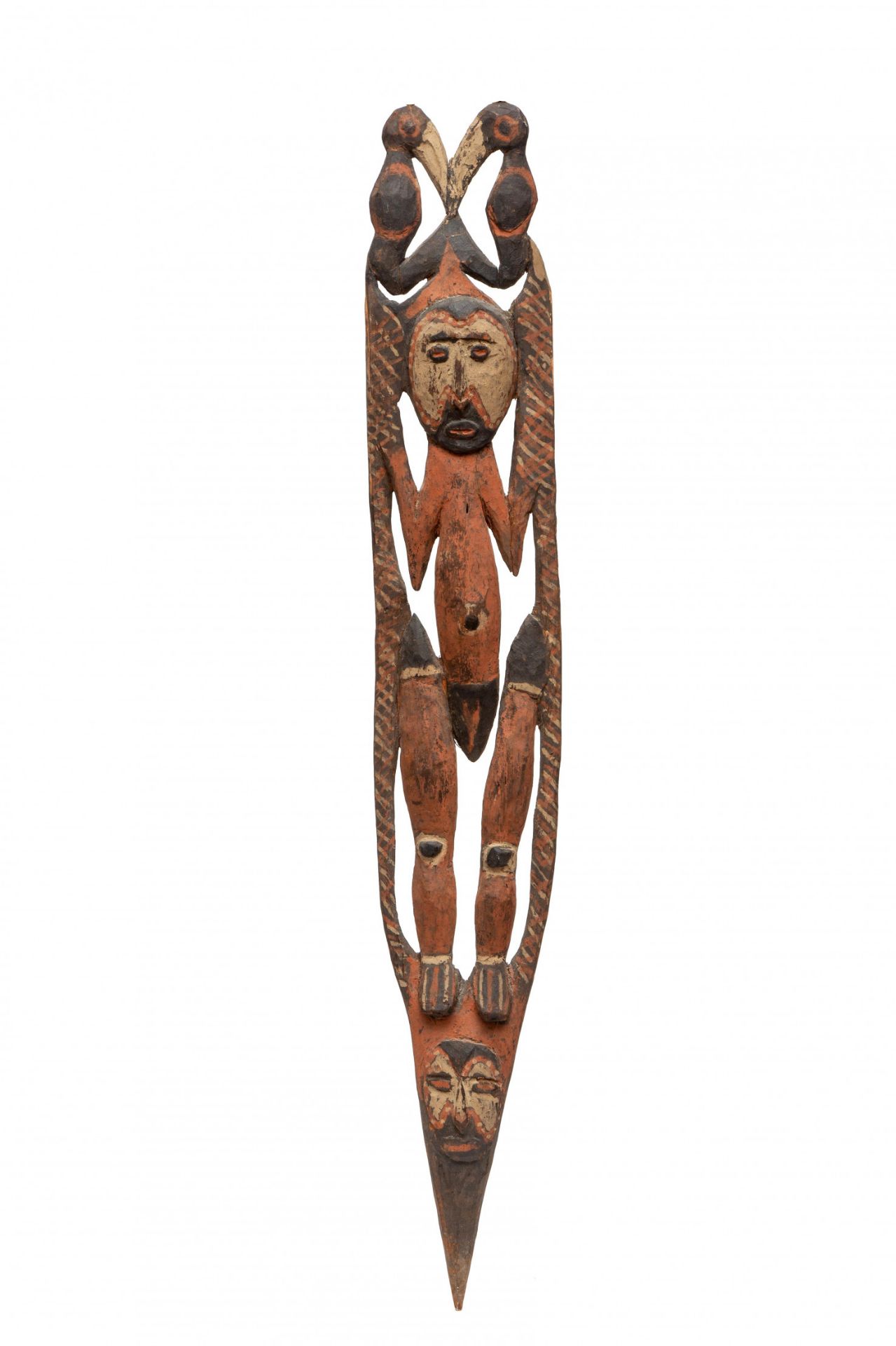 PNG, Abelam, painted standing janus ancestral figure.