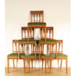 Set van 6 iepenhouten stoelen, empire,