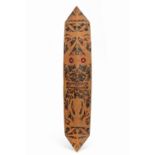 Borneo, Dayak, Kayan-Kenyah, war shield, kelebit, the front with a squatting anthropomorphic figure,