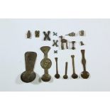 West Africa, diverse collection of copper alloy spoons, Ghana, gold weights eo