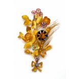 14krt. Gouden corsage broche, 19e eeuw,