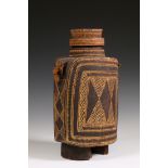Madagascar, carved wooden water container with lid.