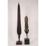 DRC, Kuba, sword and spear with wooden grip and metal decorations