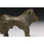 Iran-Western Europe, bronze bull with patina of gilding, 1st Mill. BC