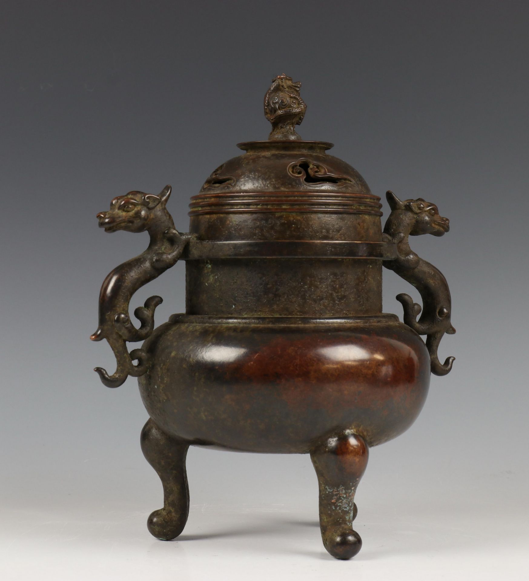 China, bronzen wierookvat, 19e-20e eeuw, - Image 3 of 6
