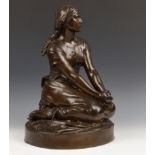 Henri Chapu (1833-1891, uitvoering F. Barbedienne, bruin gepatineerd bronzen sculptuur, eind 19e eeu