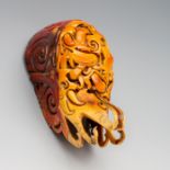 Borneo, East Kalimantan, Kayanic Dayak, hornbill casque ear ornament, 1st half 20th century,