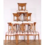 Set van zes iepenhouten stoelen, empire,