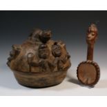 Nigeria, Yoruba, carved wooden kola nut lidded box