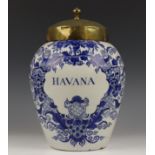 Delft, blauwwitte aardewerk tabakspot "Havana", 18e eeuw,