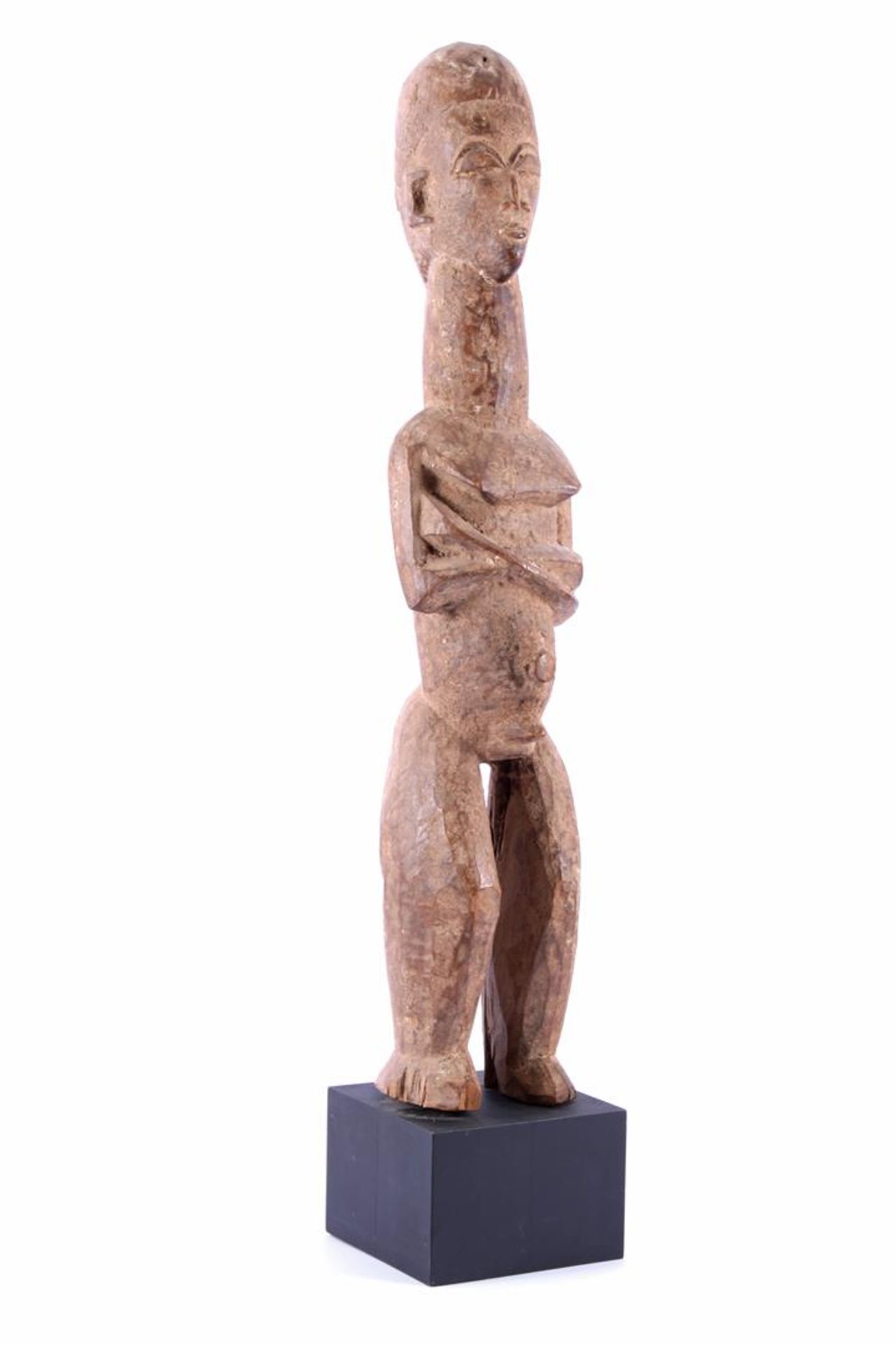 Burkina Faso, Lobi stam, houten bestoken beeld van figuur met 2 gezichten 70 cm hoog