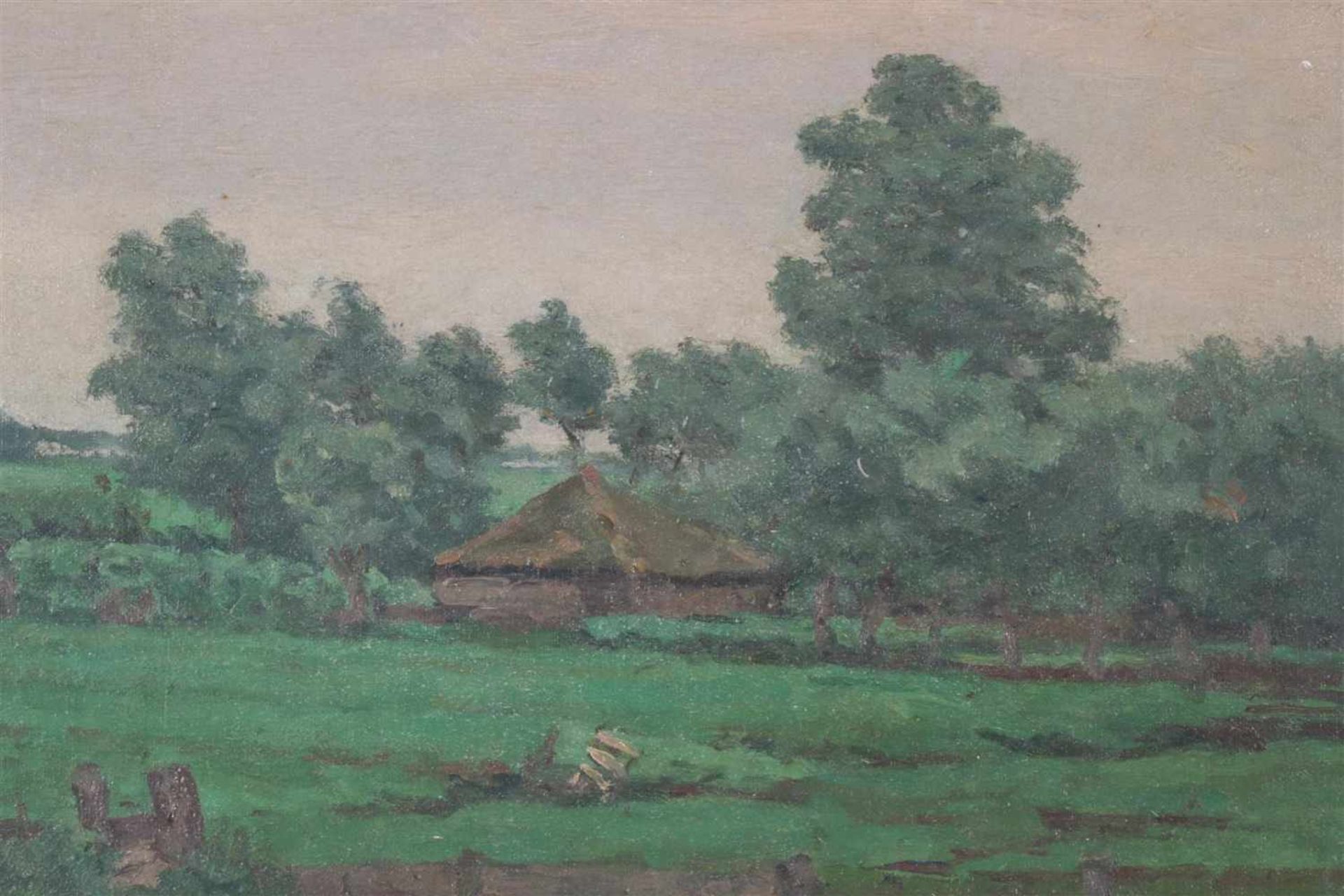 Onduidelijk gesigneerd, Polder bij Woubrugge, doek 40x53 cm - Bild 2 aus 2