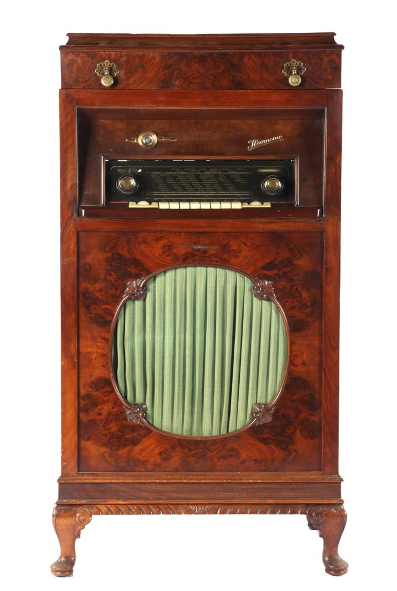 Tekade radio met platenspeler, type Harmonie, in notenhouten meubel 116 cm hoog, 64 cm breed, 47