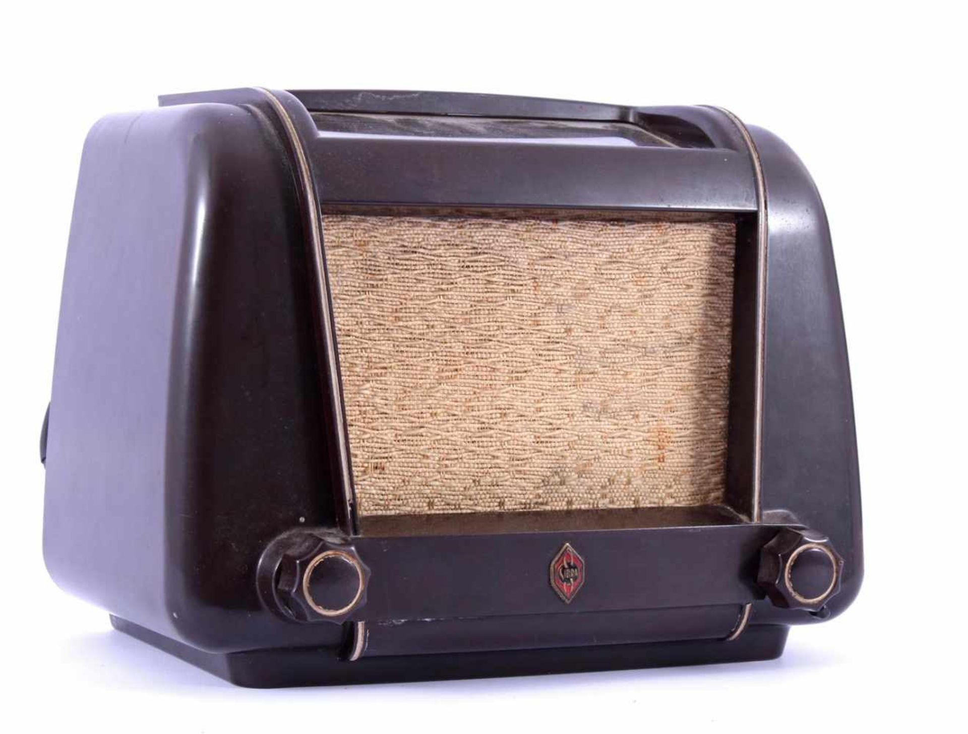 Philips radio in bakelieten kast, type S242U, jaar 1949, 20 cm hoog, 26,5 cm breed
