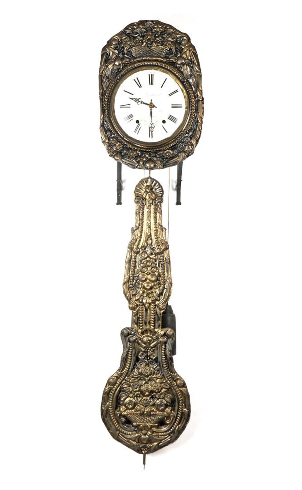 French comtoise clock with flower garland