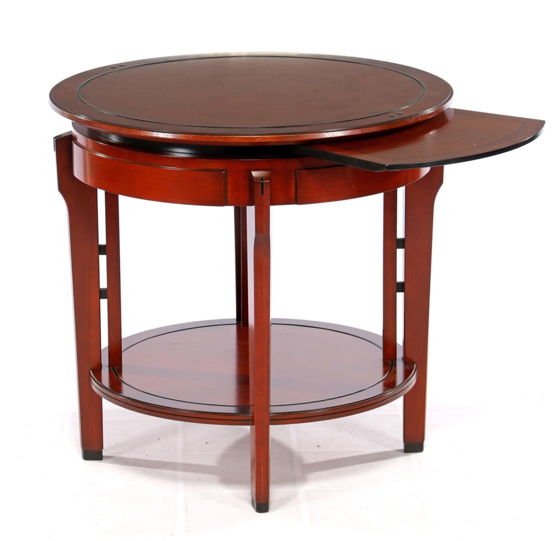 Heldense, round side table, 67 cm high, 70 cm diameter with a pull-out leaf under the top. Made in a