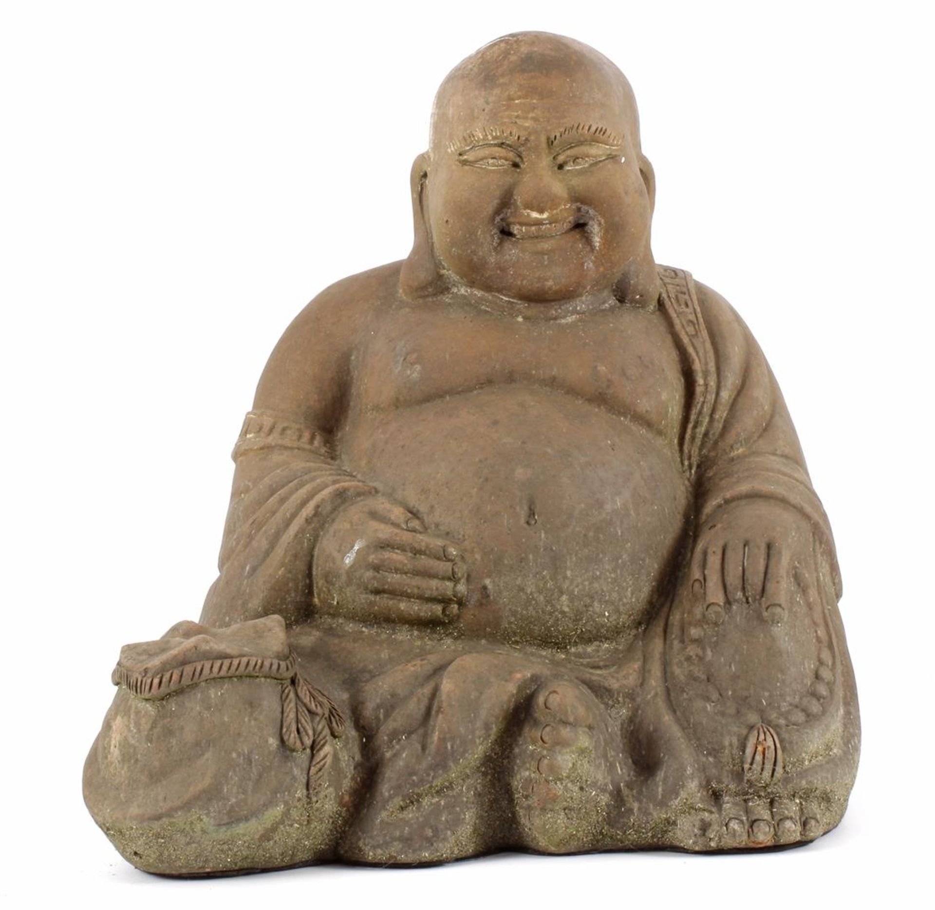Earthenware statue of sitting Happy Buddha 42 cm high