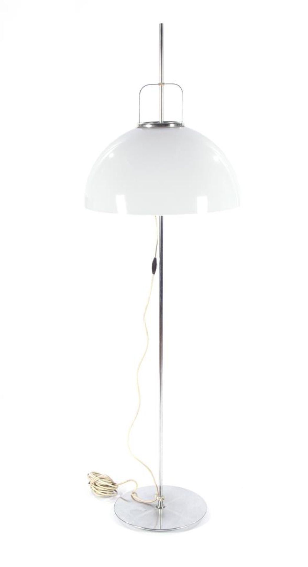 Chrome floor lamp with plastic shade, 163 cm high