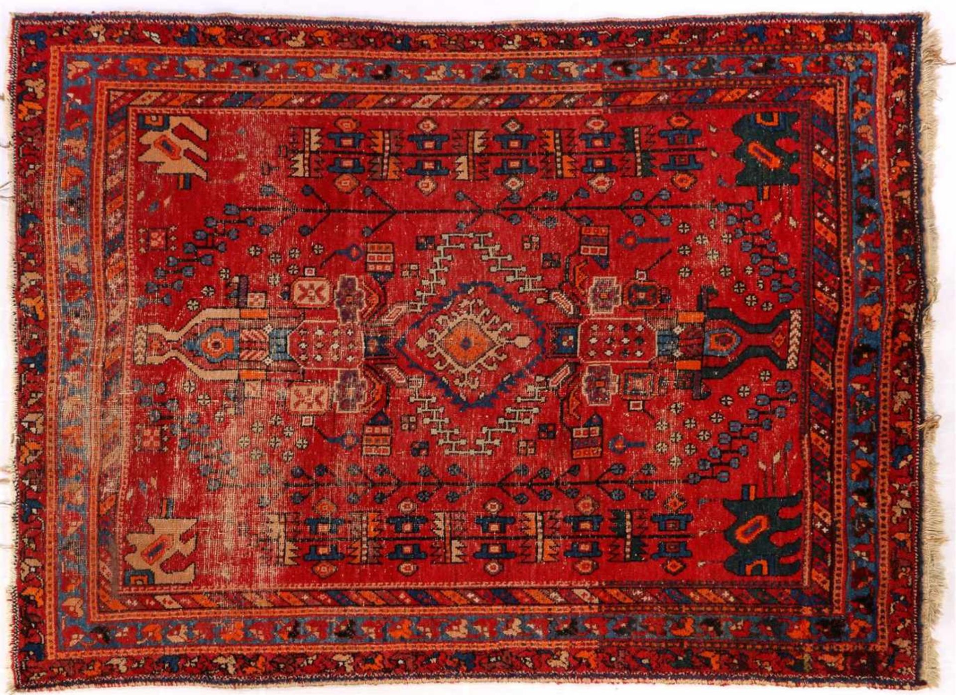 Oriental hand-knotted rug 182x144 cm (wear)