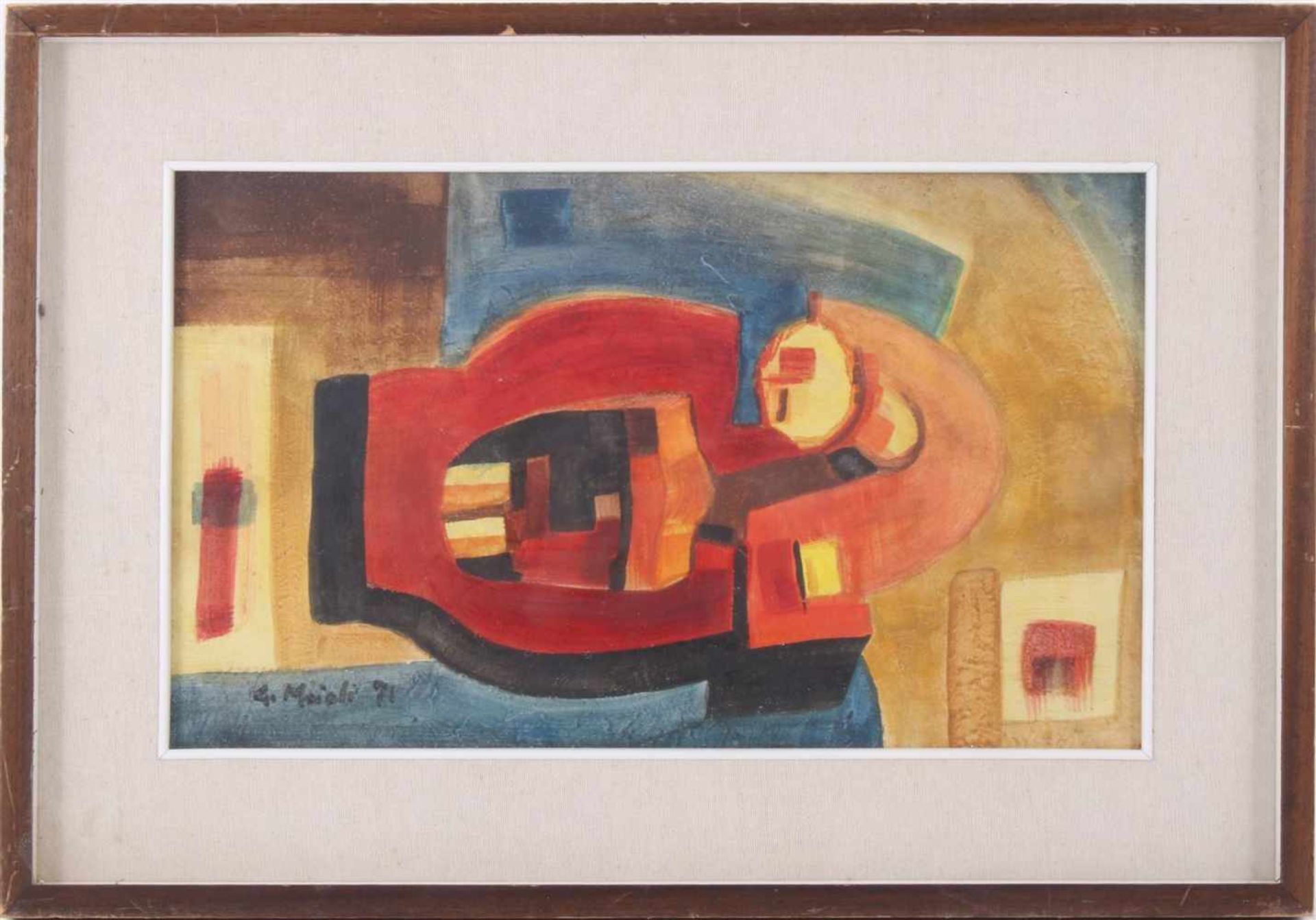 Unclearly signed, Composition without title, panel dated 1971, 28x48 cm