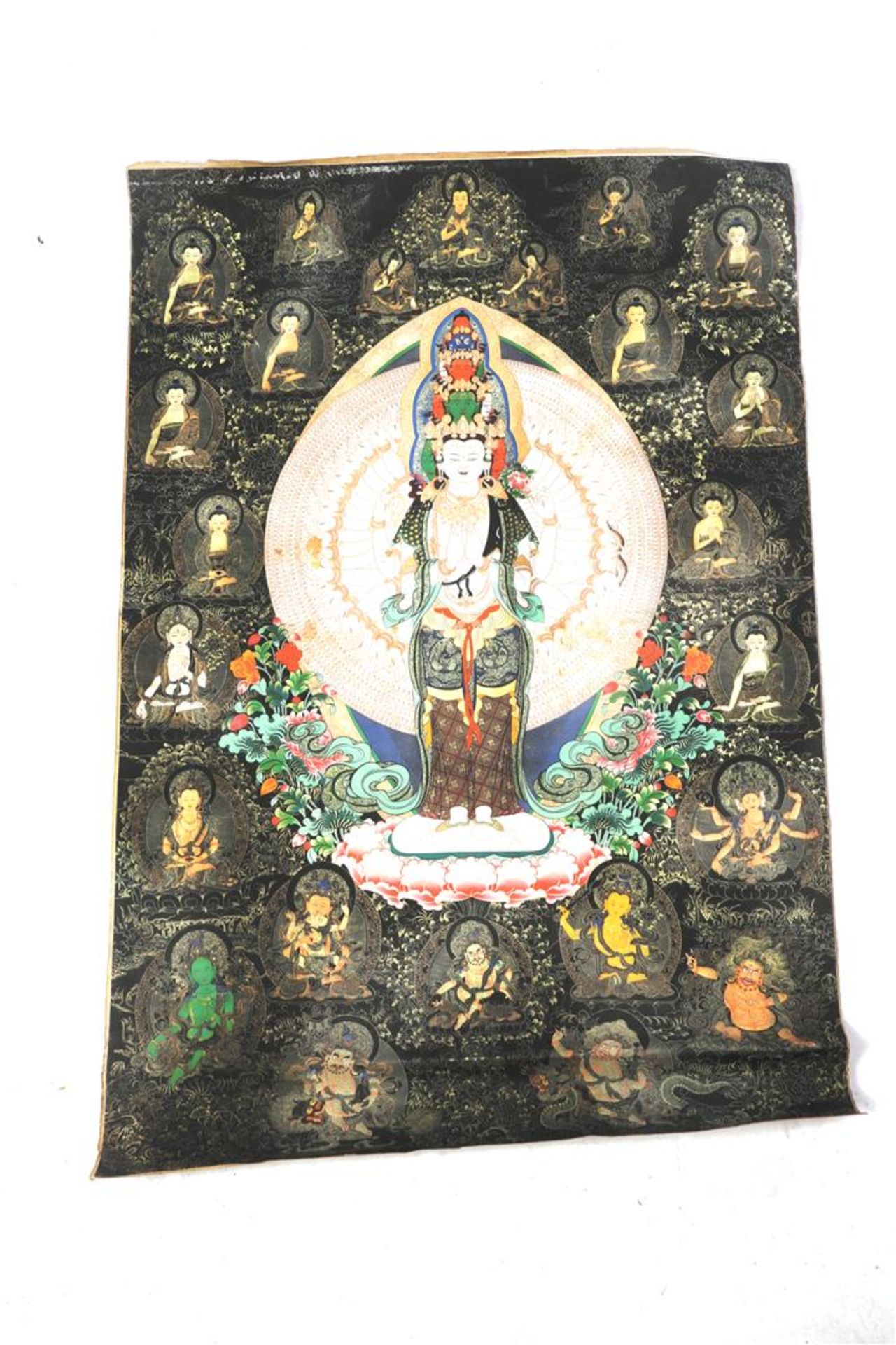 Oriental wall decoration on textile of a Quanyin, 90x60 cm