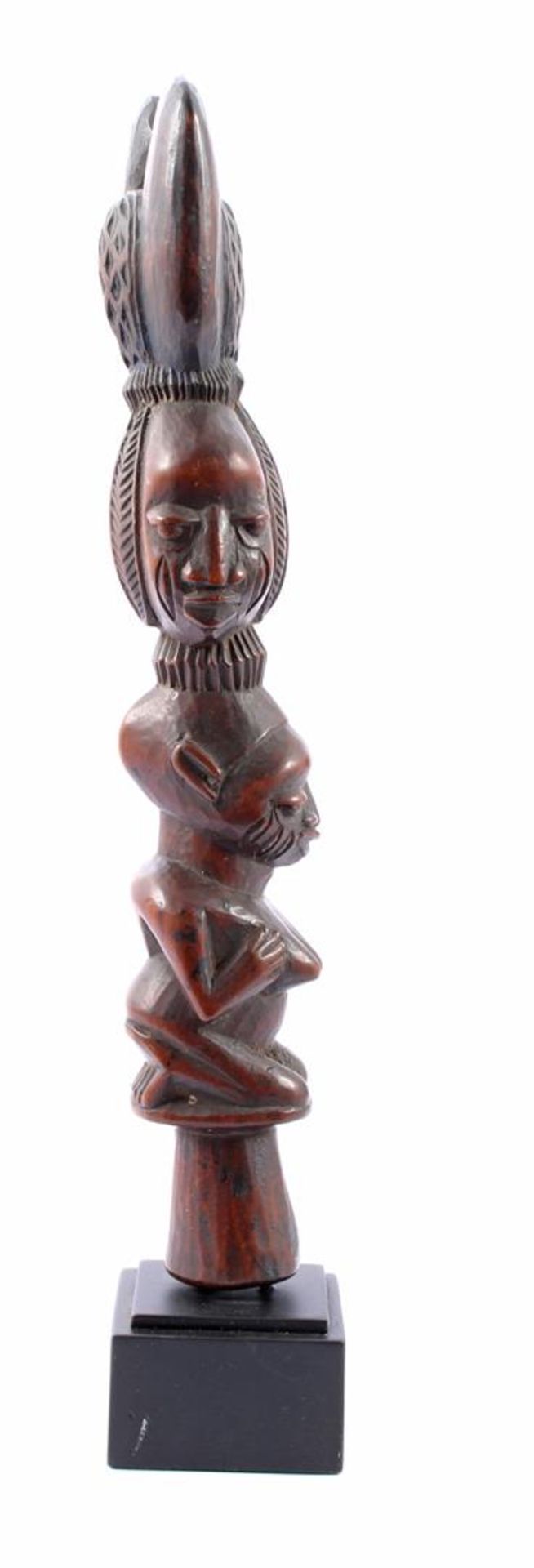 Wooden Django staff Yoruba Congo, on pedestal a total height of 38 cm