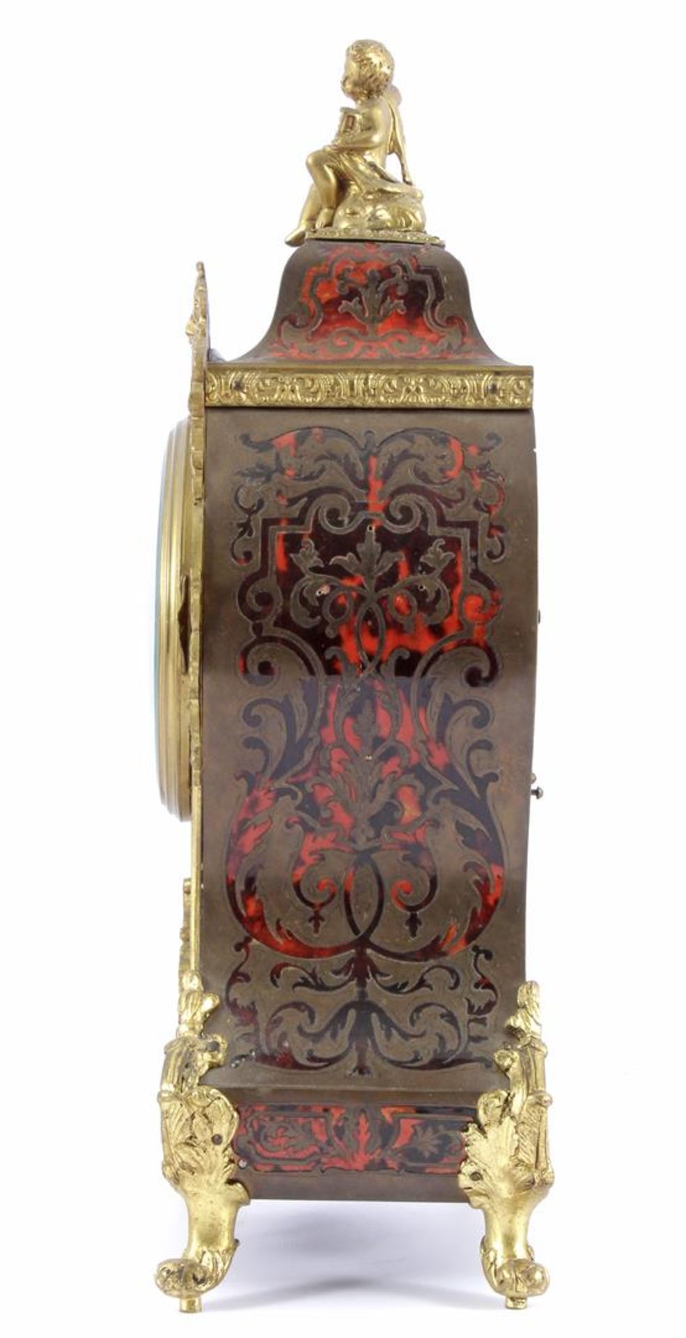 French Louis Quinze style 19th century console clock with brass boulle marquetry, enameled numeral - Bild 2 aus 2