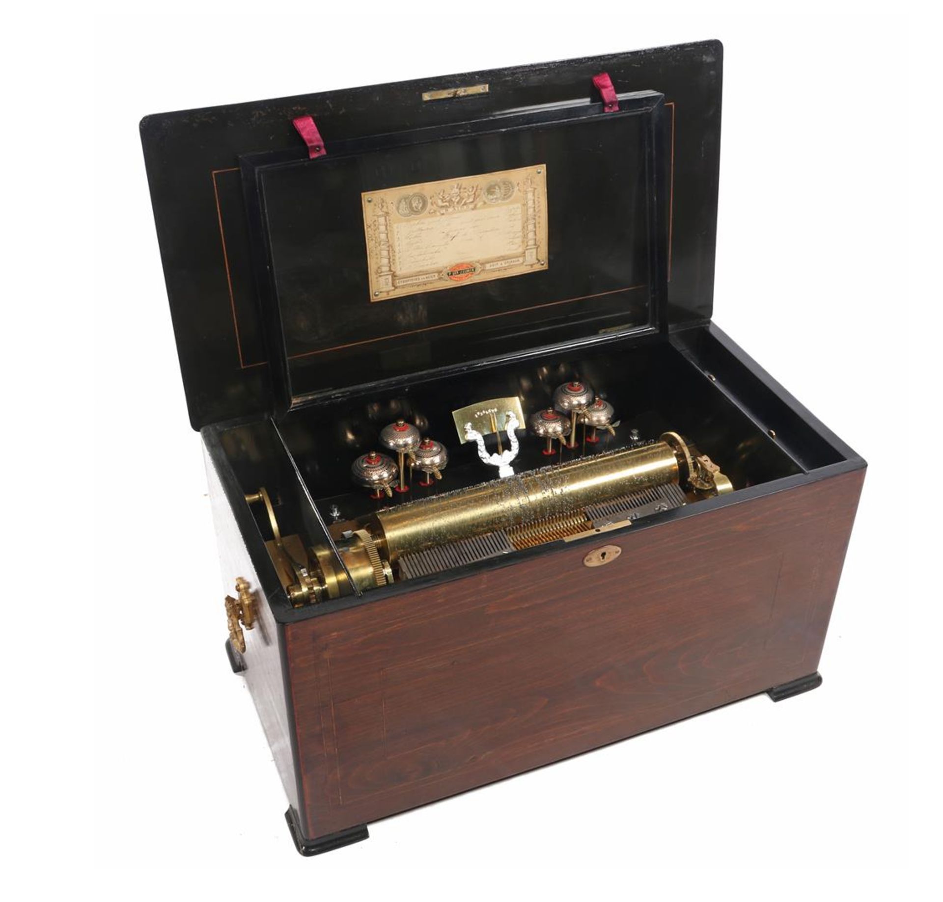 Very nice 19th century music box with a roll of 8 melodies with & nbsp; bells with & nbsp; bits &