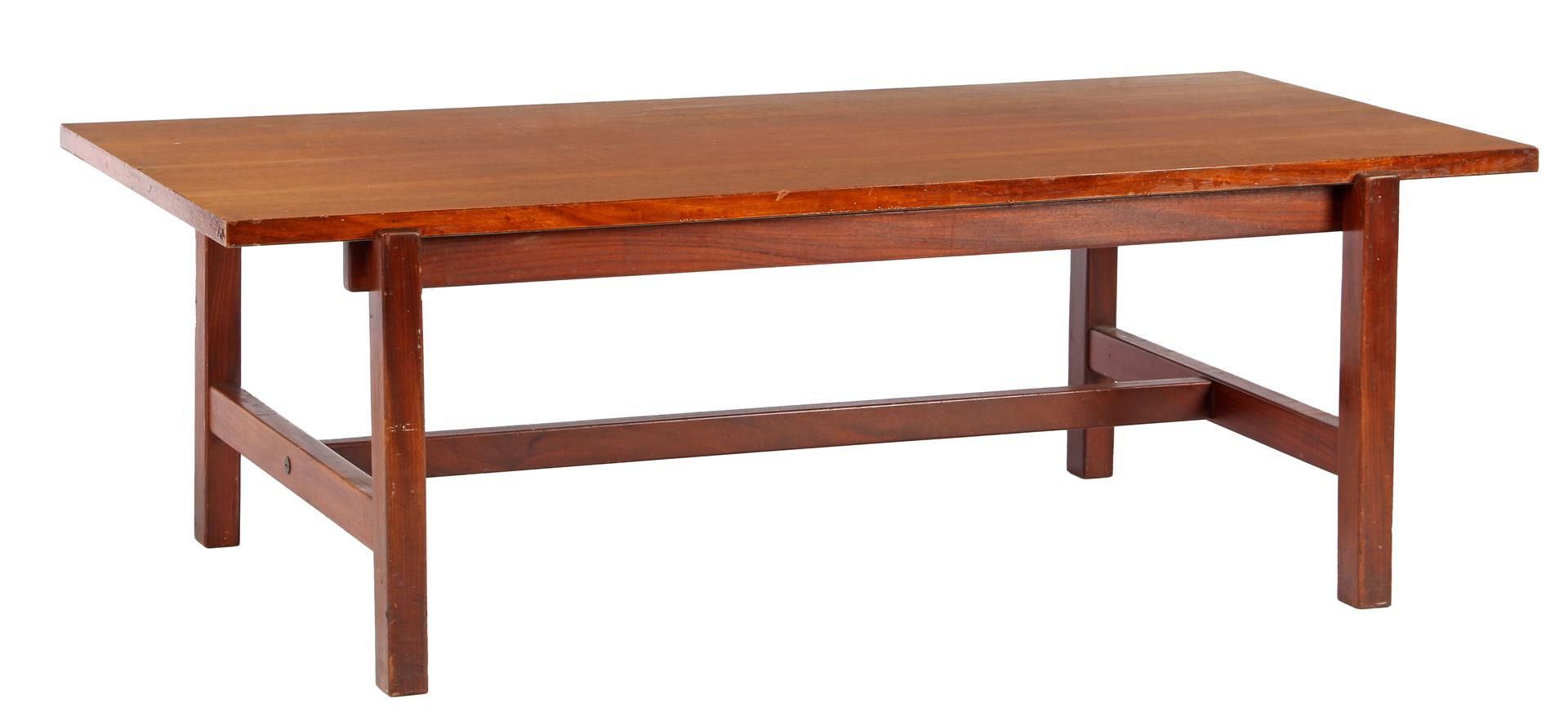 Teak 60s coffee table with loose top with one side wood color and other side white 40 cm high,