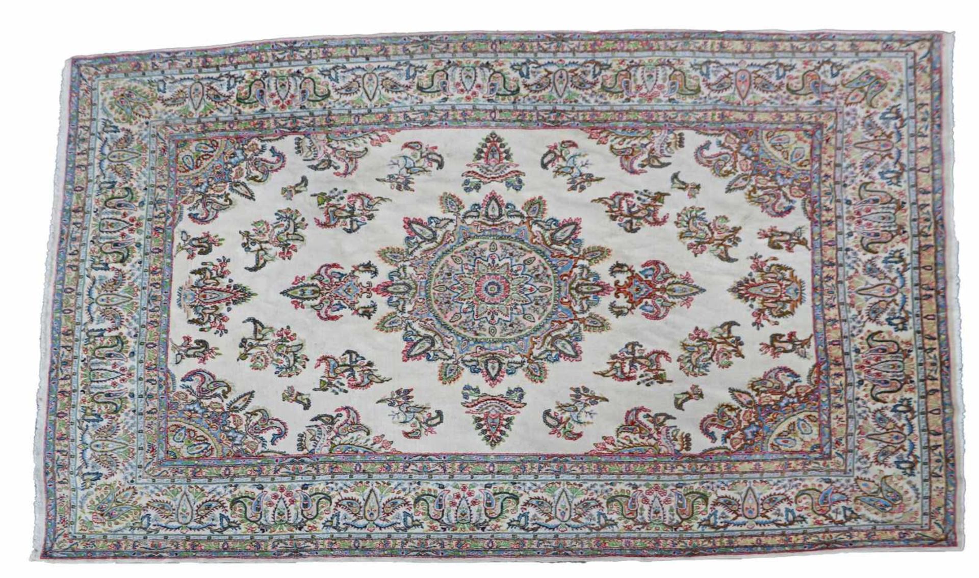 Oriental machine oats color wool rug with colorful pattern 340x241 cm