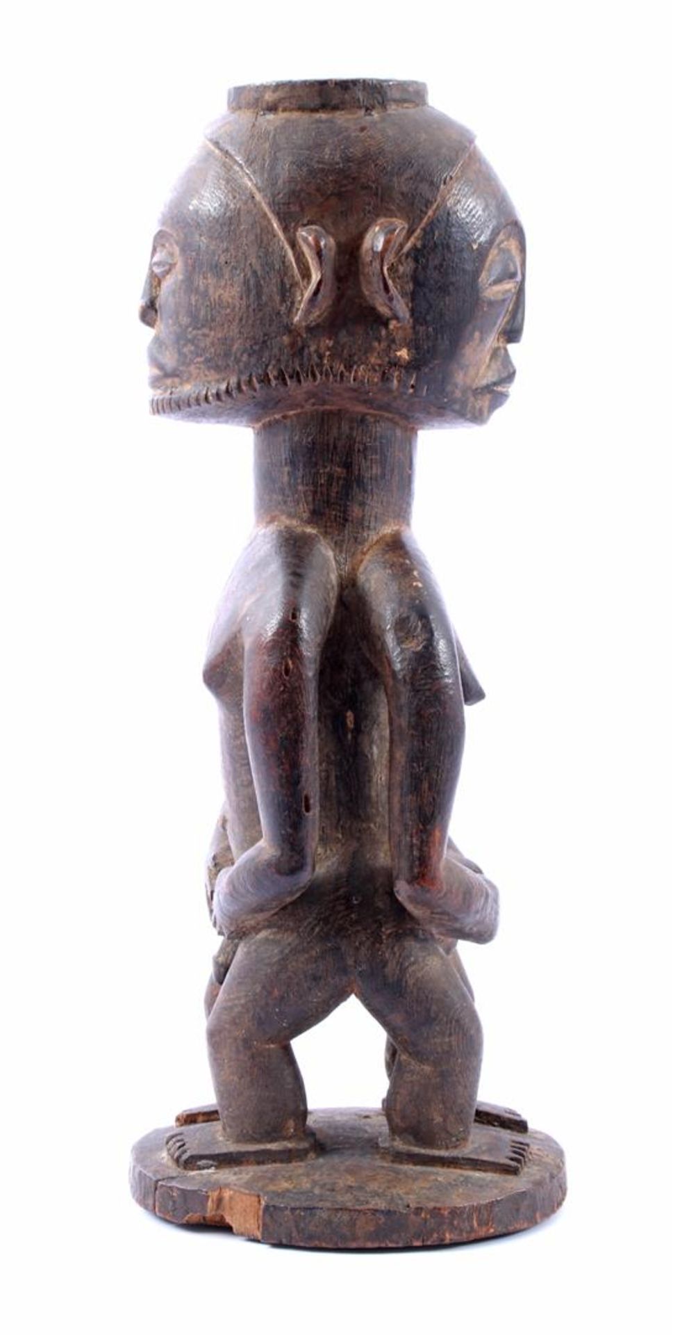 Wooden carved statue of double figure Hemba Congo 29.5 cm high