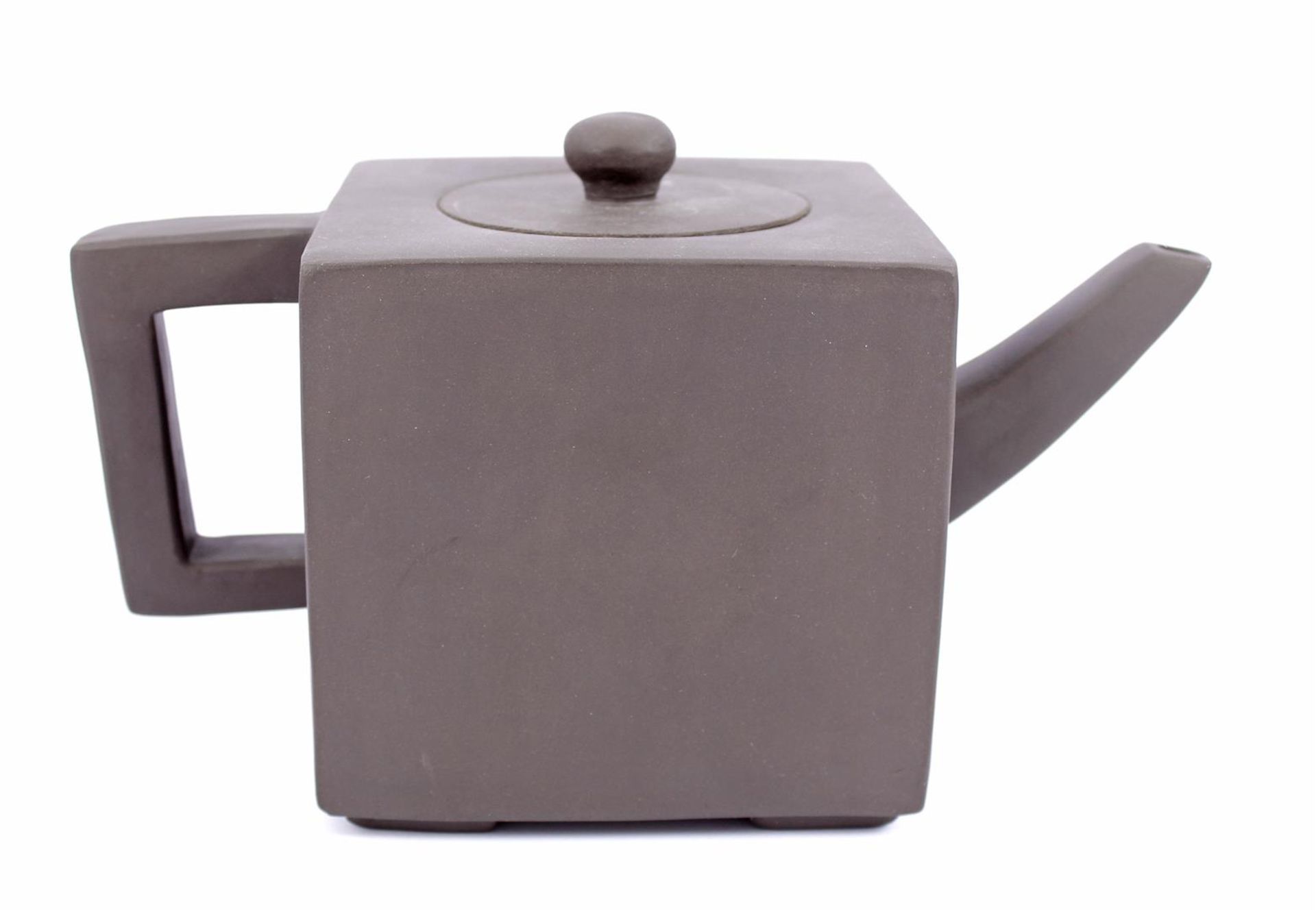 Yixing teapot, square model, marked on the bottom, China 20th century, 14 cm high