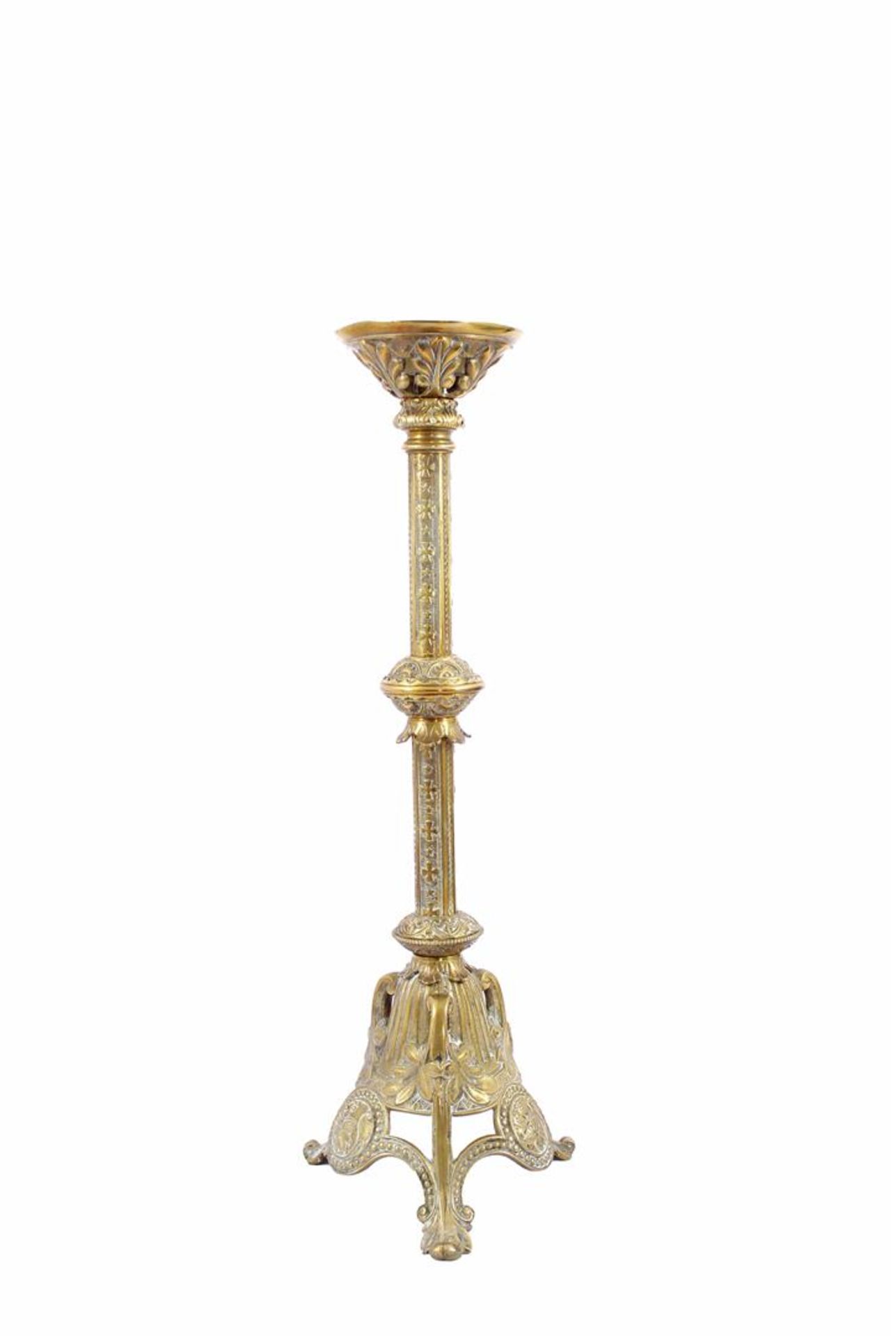 Brass decorated pen candlestick 61 cm high