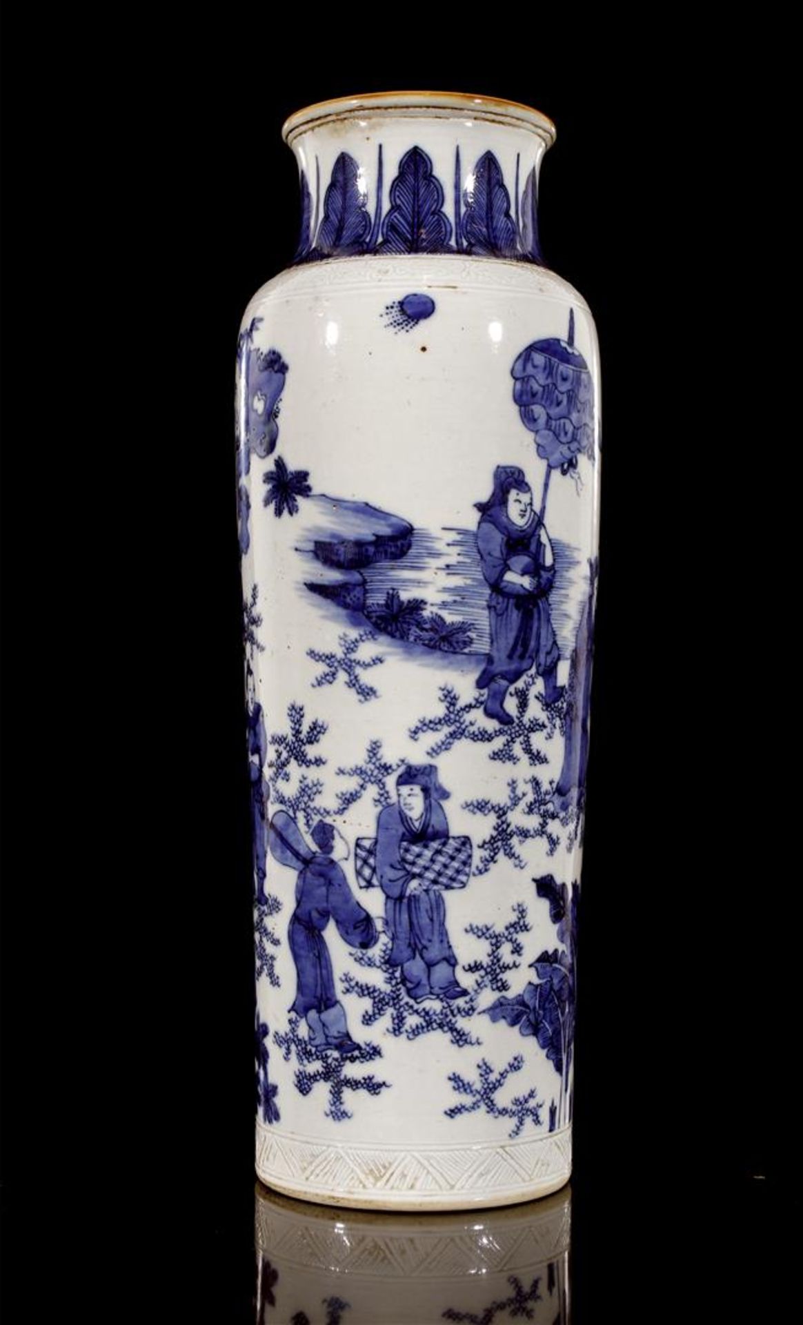 Porcelain vase with blue decoration of figures in Landscape, Japan, approx. 1900, 42 cm high - Bild 3 aus 3