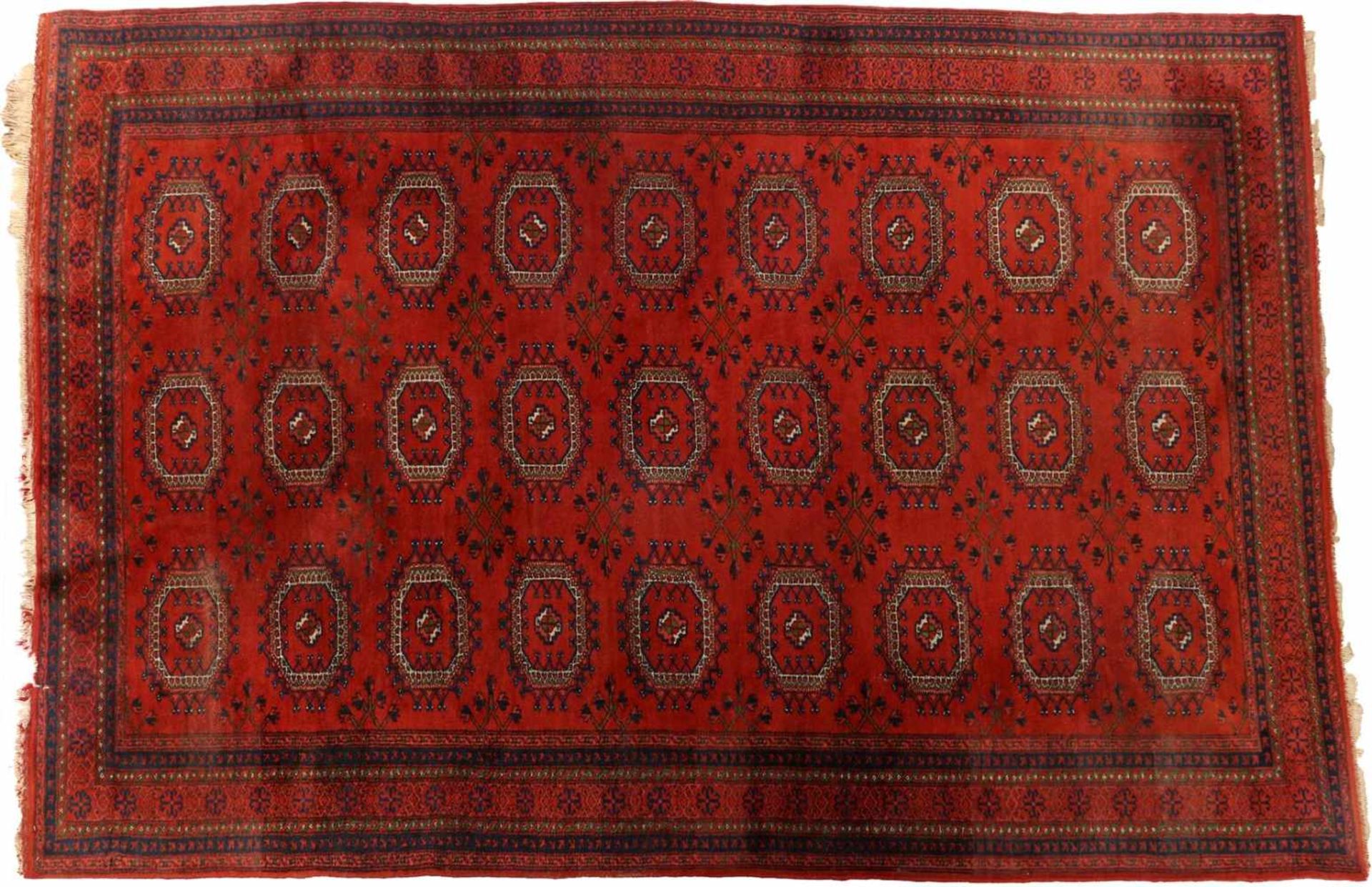 Hand-knotted wool Afghan Bochara & nbsp; carpet, 274x193 cm (side tear)