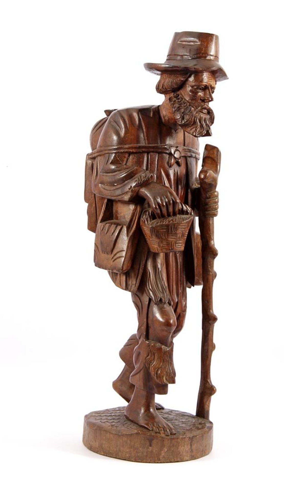 Wooden carved statue of a man with ballast 78.5 cm high