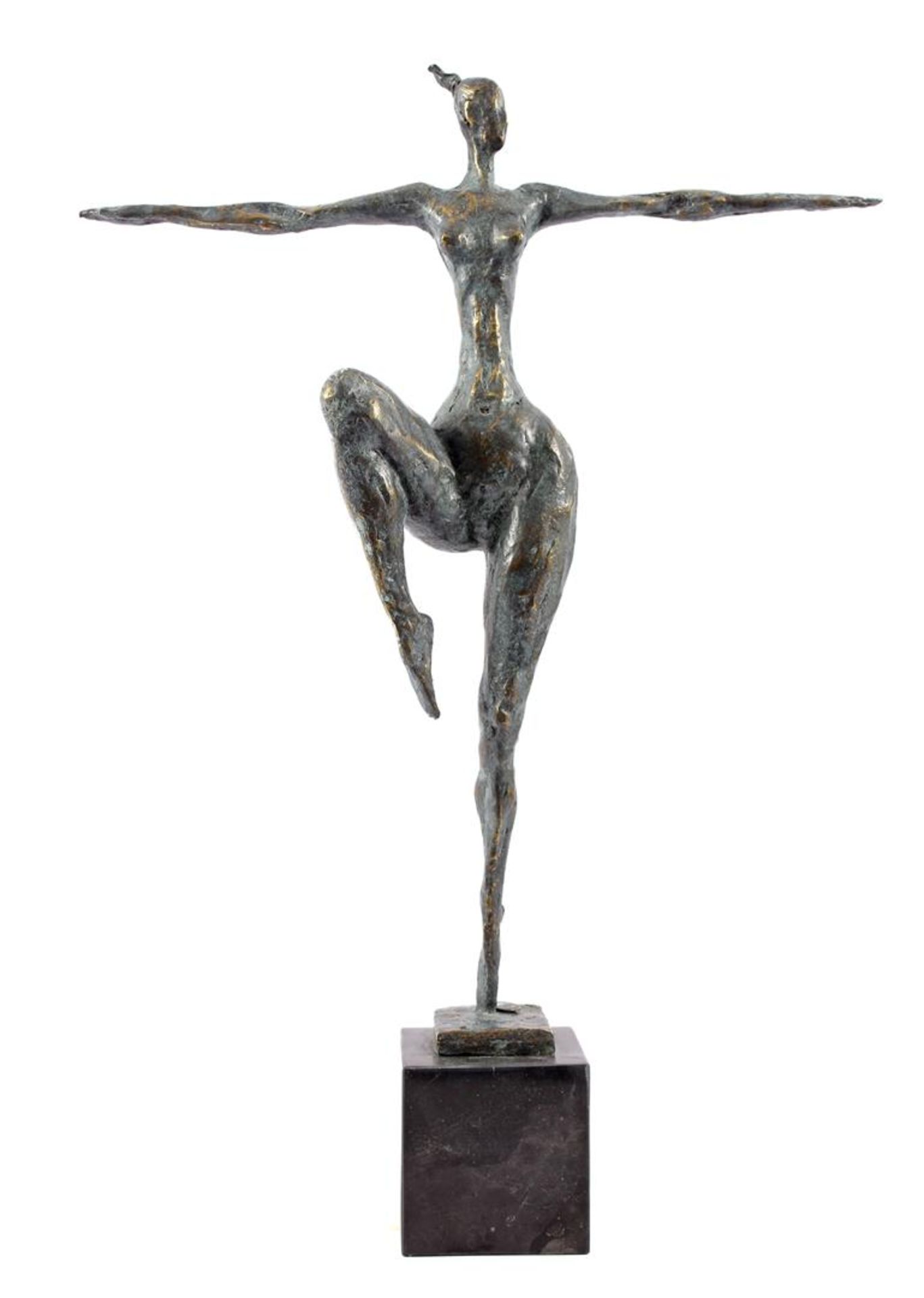 Unclearly signed, bronze sculpture of a woman, 52 cm high