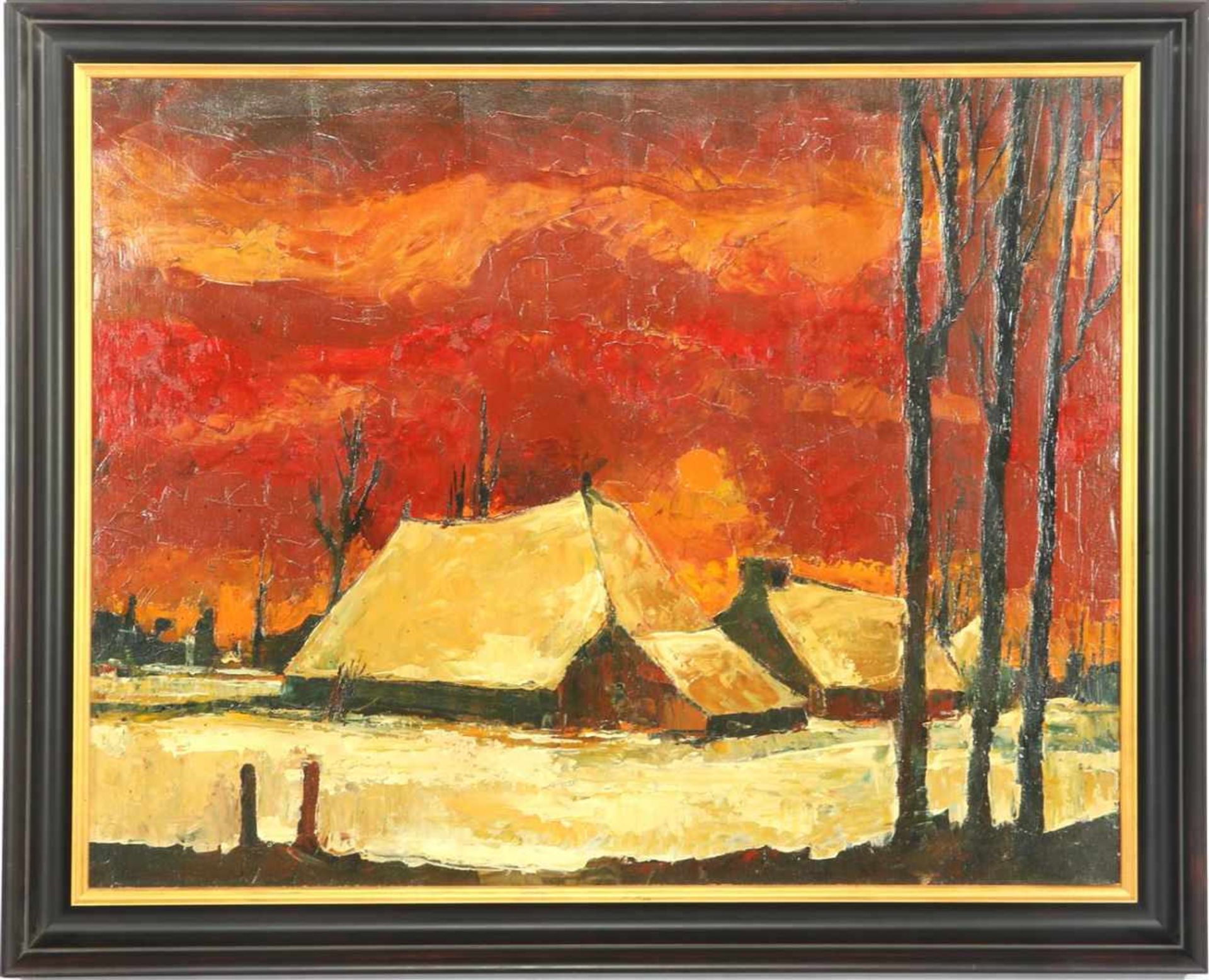 Leon Goossen, Expressionist landscape, canvas from 1971, 80x100 cm
