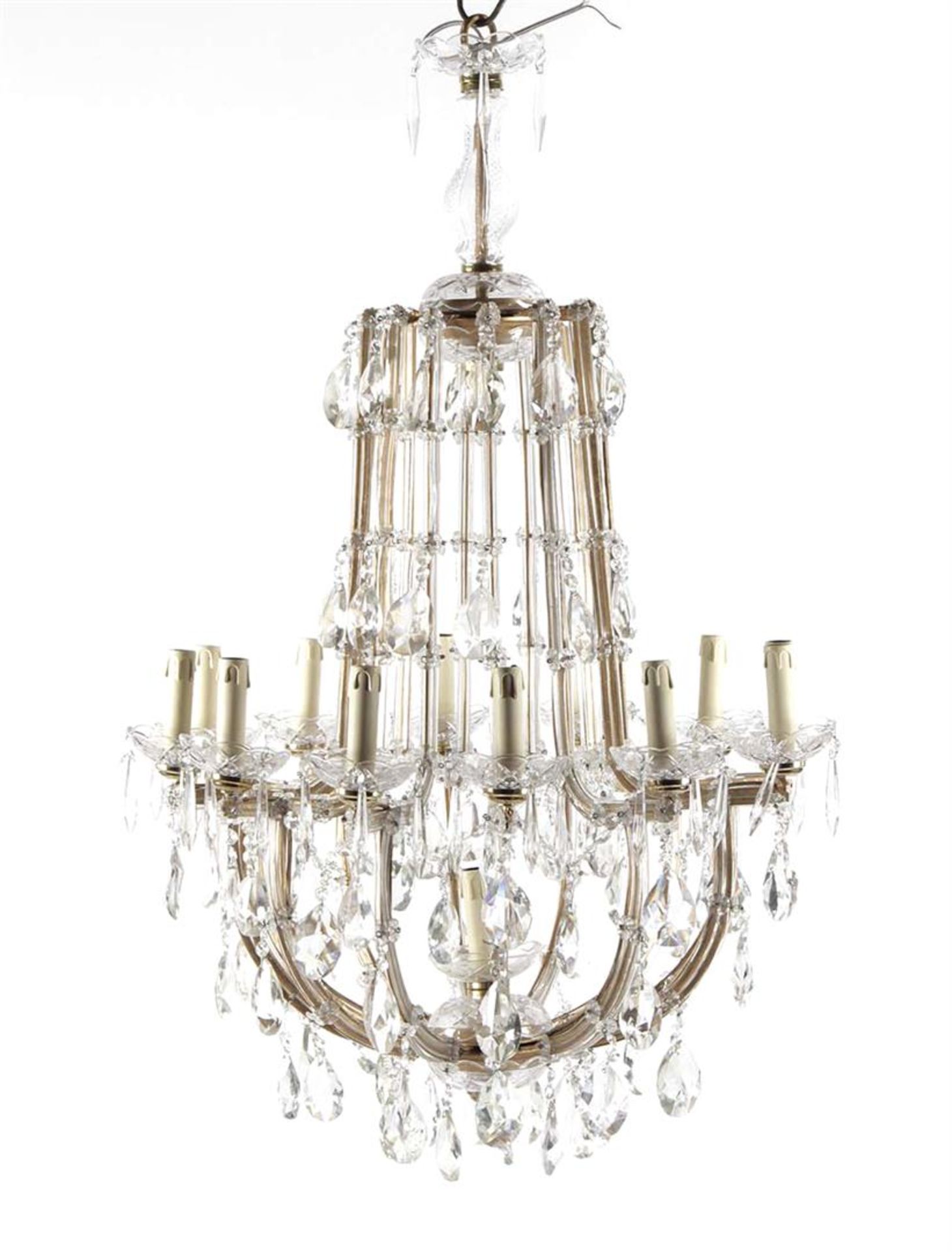 Classic 13-light chandelier with many cones, 105 cm high, 67 cm diameter