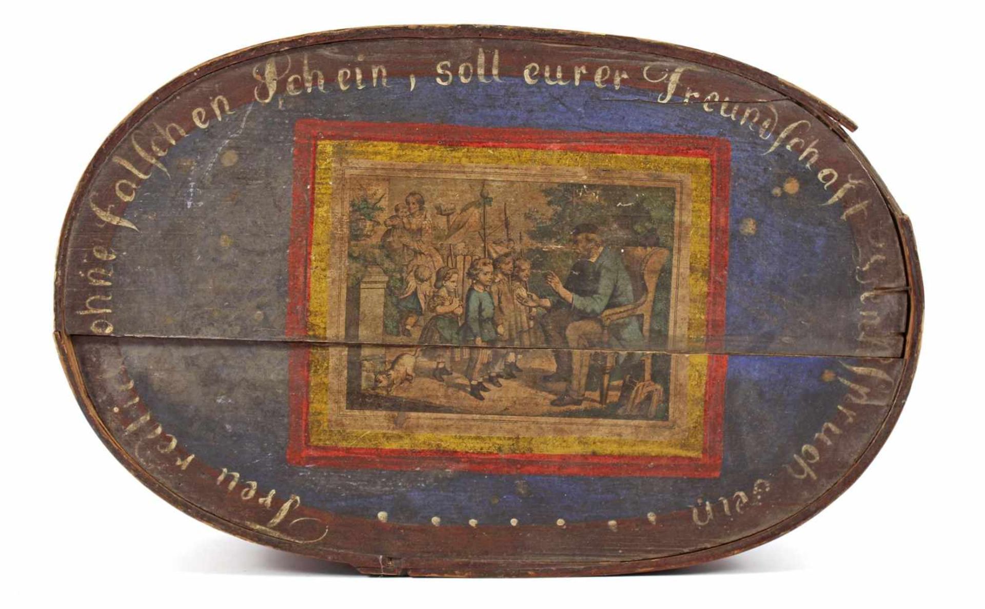 Antique German chip box, 17 cm high, 45.5x29 cm (various damage) - Bild 2 aus 3