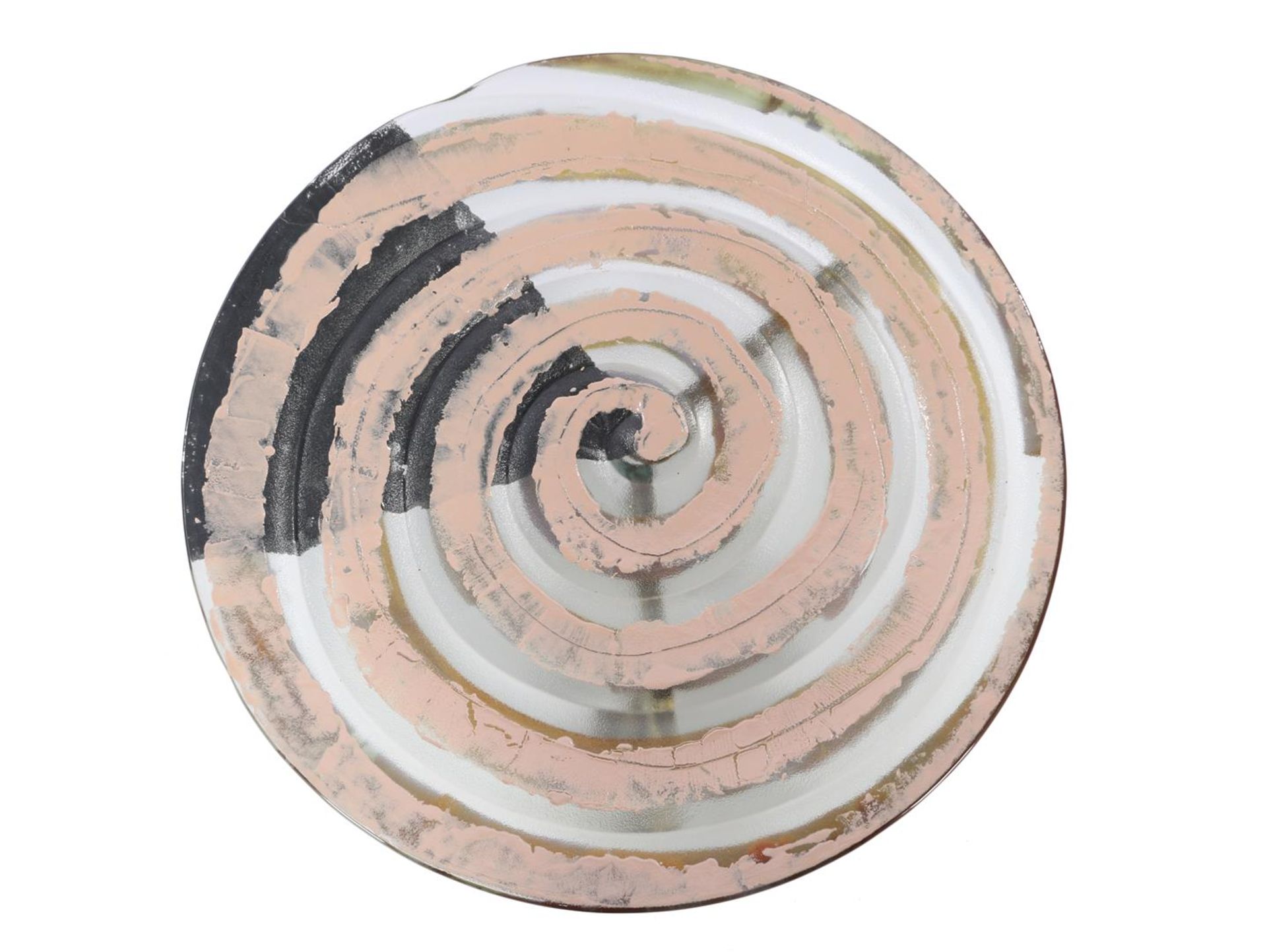 Decorative glass bowl with spiral print on copper truss & nbsp; base, 89 cm diameter - Image 2 of 2
