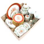 Box of various porcelain including Amakusa cabinet set, candlestick, pot with lid and dishes, Kaiser