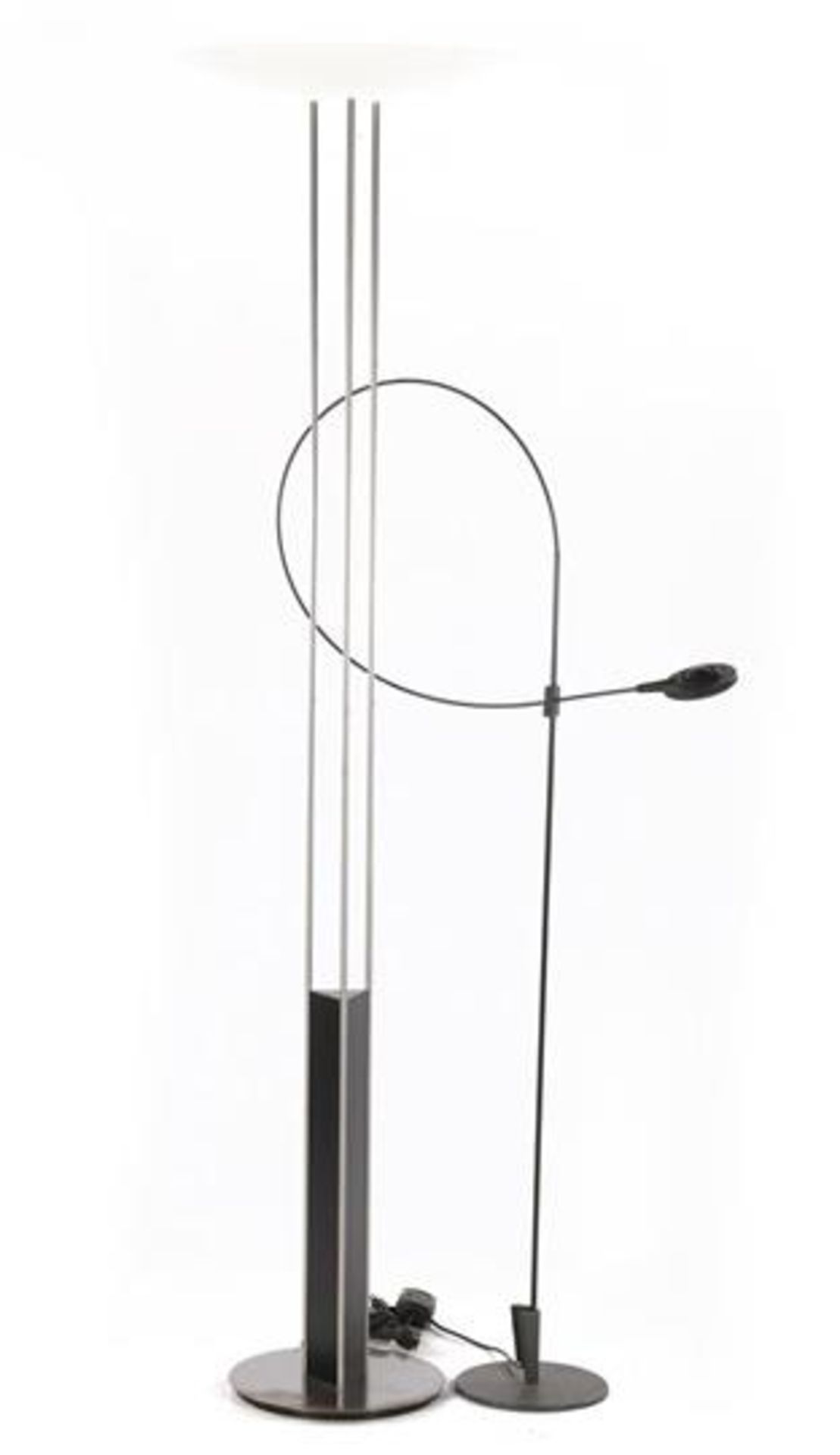 Metal standing floor lamp 198 cm high and black standing floor lamp 151.5 cm high