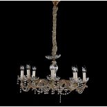 Classic chandelier with many drops, approx. 85 cm high