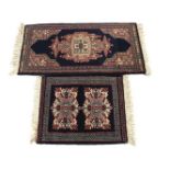 2 hand-knotted Karachi rugs 97x49 cm and 59x49 cm