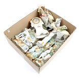 Box of various biscuit porcelain including 2 sets of bells (various damage)