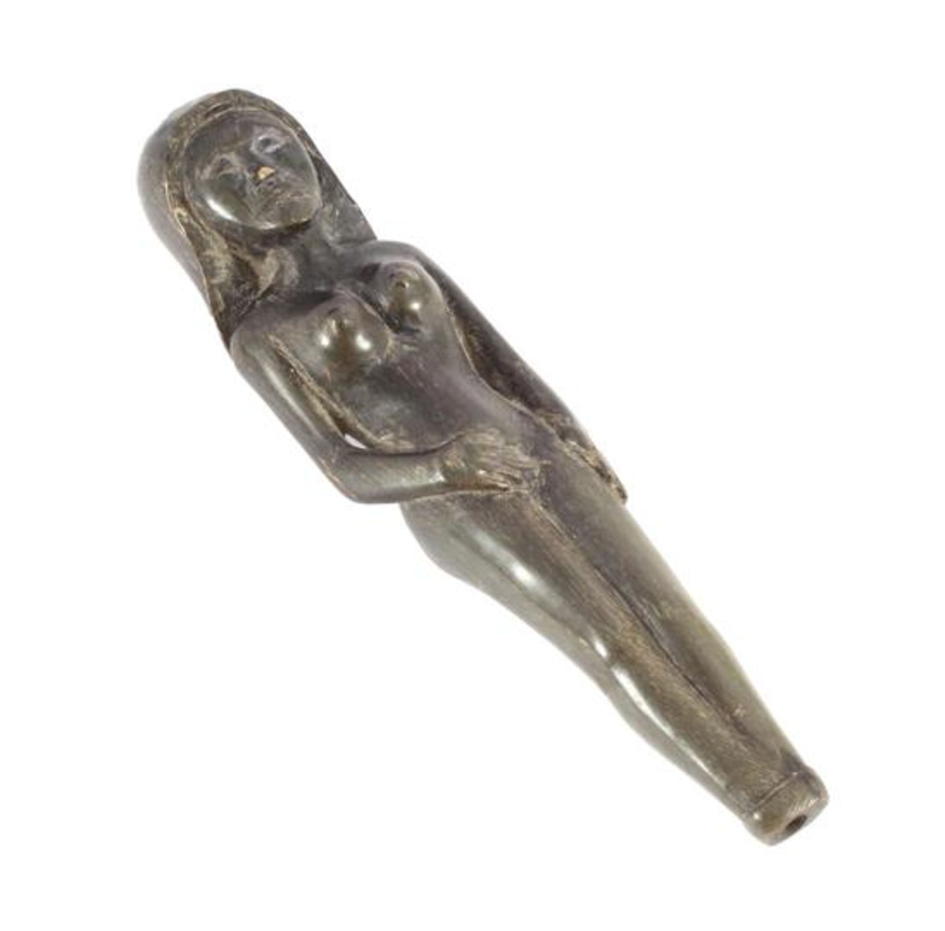 Oriental opium pipe made of horn, in the shape of a woman 11 cm long