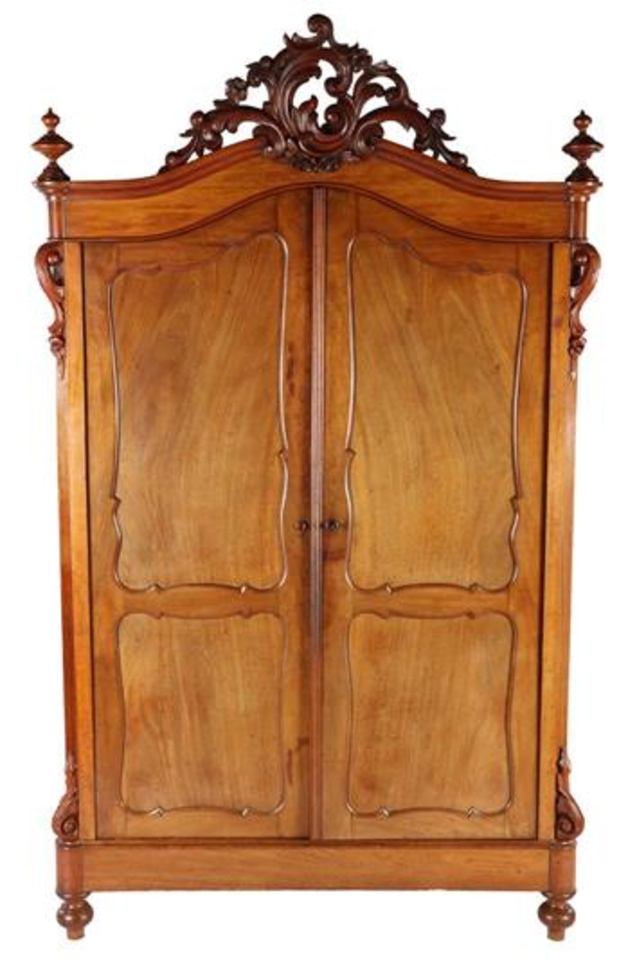 Mahogany Biedermeier 2-door cabinet with crest, with shelves and 2 drawers in the cabinet & nbsp;